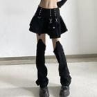 Detachable-leg Pleated Mini A-line Skirt