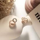 Rhinestone Stud Earring 1 Pair - Gold & White - One Size