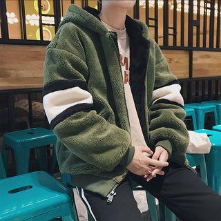 Oversized Color Block Fleece Jacket