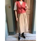 Pintuck-trim Slit-front Midi Skirt