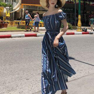 Pattern Off-shoulder A-line Maxi Dress