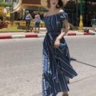 Pattern Off-shoulder A-line Maxi Dress