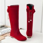 Bow-accent Hidden-wedge Tall Boots