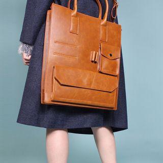 Oversize Faux Leather Crossbody Tote