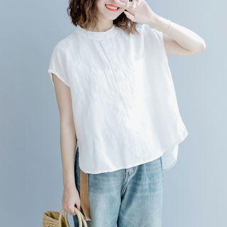 Cap-sleeve Plain Blouse