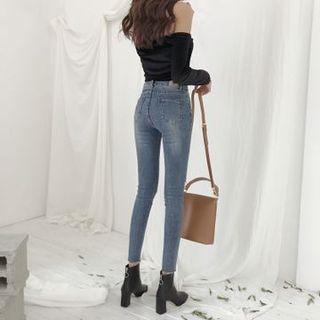 Washed Cut Out Skinny Jeans