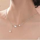 Cat Faux Pearl Sterling Silver Necklace