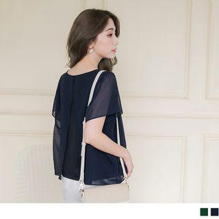 Slit-back Short Sleeve Chiffon Top