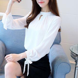 Puff-sleeve Cutout Blouse