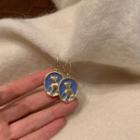 Cat Alloy Dangle Earring 1 Pair - Blue - One Size