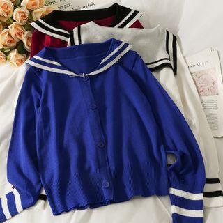 Sailor-collar Striped Loose Shirt
