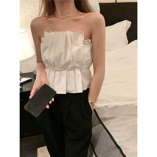Pleated Strapless Top White - One Size