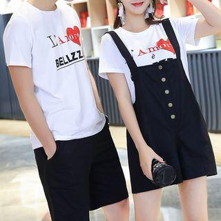 Couple Matching Short-sleeve Lettering T-shirt / Shorts / Jumper Shorts