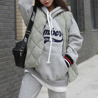 Round-neck Padded Zip-up Vest