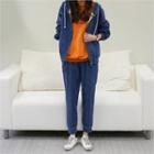 Set: Denim Hoodie + Band-waist Jeans
