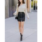 Zip-up Faux-leather Skirt