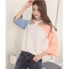 Cutout Raglan Elbow-sleeve T-shirt