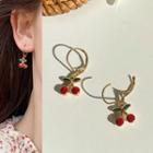 Glaze Cherry Earring Hoop Earring - 1 Pair - Cherry - Gold - One Size