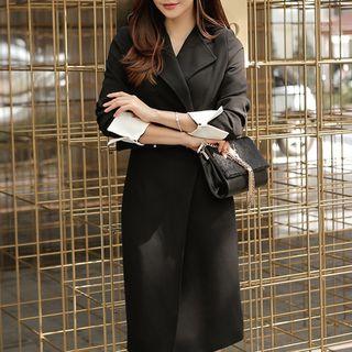 Contrast Trim Midi Coatdress