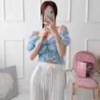 Off-shoulder Textured Cropped Top