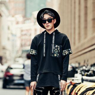 Print Panel Mock Two-piece Hoodie