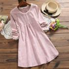 Plaid Long-sleeve A-line Corduroy Dress