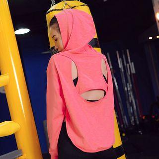 Sports Cutout Back Hooded Top