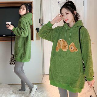 Bear Print Faux Shearling Hoodie