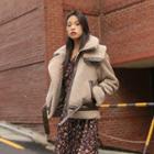 Boucl -knit Faux-shearling Jacket Brown - One Size