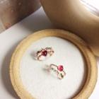 Rhinestone Heart Layered Open Ring 1 Pc - Ring - Red & Gold - One Size