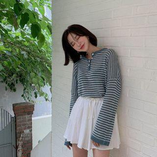 Elasticized-waist Flared Shorts
