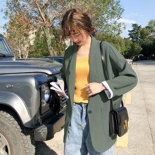 One Button Plain Blazer