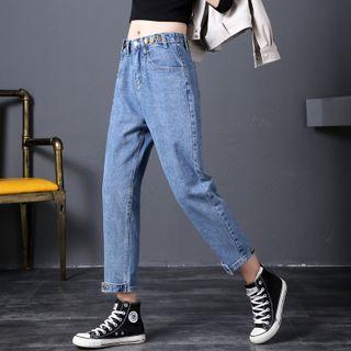 Denim Straight-leg Pants