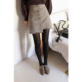 Fringed Buttoned Stripe A-line Mini Skirt