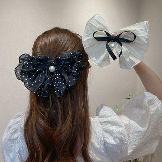 Ribbon Bow Faux Pearl Hair Clip