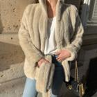 Ribbed Faux-fur Jacket & Scarf