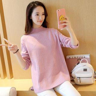 Slit Side Mock Neck Sweater