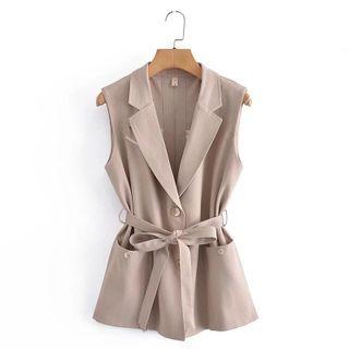 Sleeveless Singe-breasted Blazer