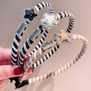 Star Rhinestone Striped Faux Leather Headband