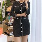 Tweed Knit Dress As Shown In Figure - One Size