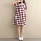 Checked Pocket Detail Short-sleeve T-shirt Dress