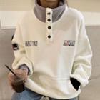 Letter Embroidered Stand-collar Sweatshirt