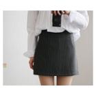 Slit-side Striped A-line Skirt