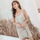 Spaghetti Strap Mini Sequined Dress Silver - One Size