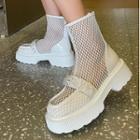 Fishnet Panel Platform Short Boots