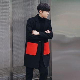 One-button Contrast-trim Coat