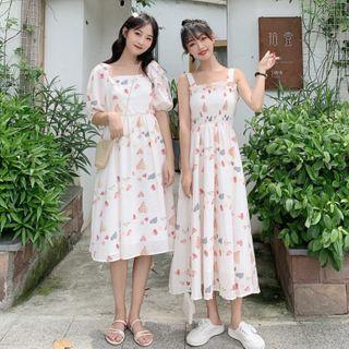 Floral Print Short-sleeve A-line Dress / Long-sleeve Dress / Sleeveless A-line Dress