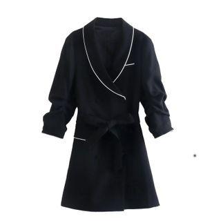 Long-sleeve Contrast Trim Mini Blazer Dress