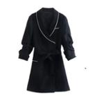 Long-sleeve Contrast Trim Mini Blazer Dress