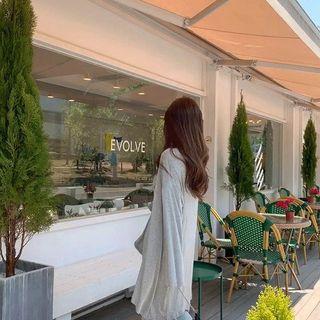 Set: Long Cardigan + Camisole + Wide-leg Pants